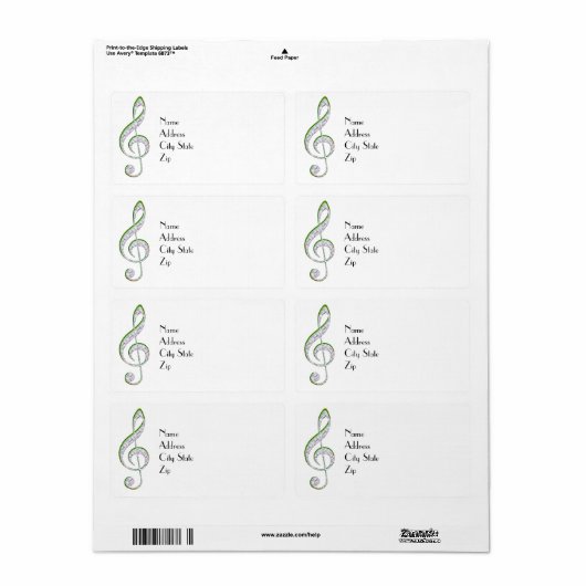 MUSIC Emerald en Diamond Treble Clef Etiket (Full Sheet)
