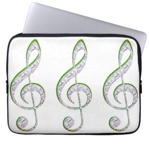 MUSIC Emerald en Diamond Treble Clef Laptop Sleeve