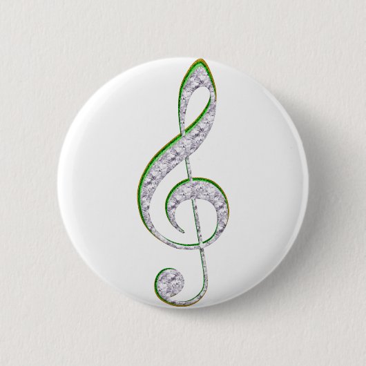MUSIC Emerald en Diamond Treble Clef Ronde Button 5,7 Cm (Voorkant)