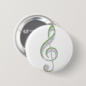 MUSIC Emerald en Diamond Treble Clef Ronde Button 5,7 Cm (Voorkant /achterkant)