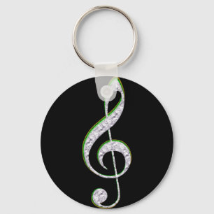MUSIC Emerald en Diamond Treble Clef Sleutelhanger