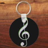 MUSIC Emerald en Diamond Treble Clef Sleutelhanger (Voorkant)