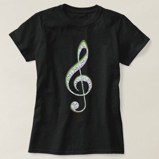 MUSIC Emerald en Diamond Treble Clef T-shirt (Design voorkant)