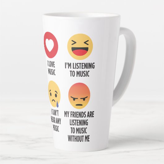 Music Emojis Latte Mok (Rechterhoek)