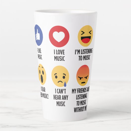Music Emojis Latte Mok (Voorkant)
