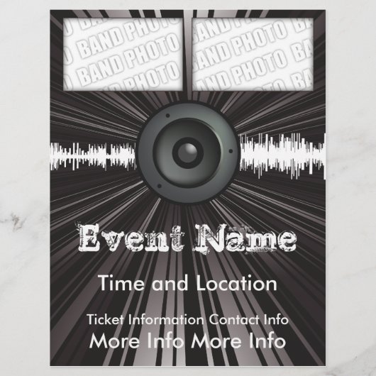 Music Event Flyer-luidspreker blaast Flyer (Achterkant)