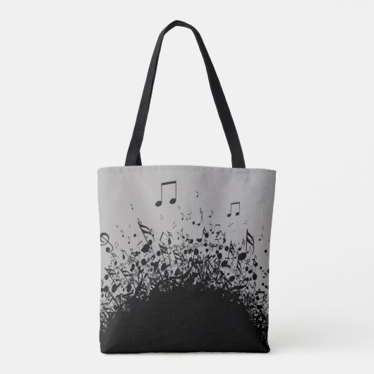 Music Explosion Gepersonaliseerde naam Black Grey Tote Bag (Achterkant)