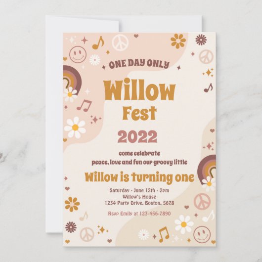 Music Festival FloralFest Hippie Birthday Party Kaart (Voorkant)
