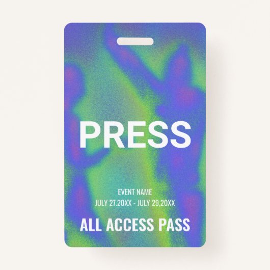 Music Festival Party Press All Access Pass-eveneme Badge (Voorkant)