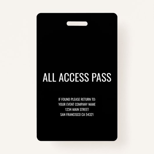 Music Festival Party Press All Access Pass-eveneme Badge (Achterkant)