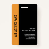 Music Festival Press All Access Pass Event ID Badge (Achterkant)