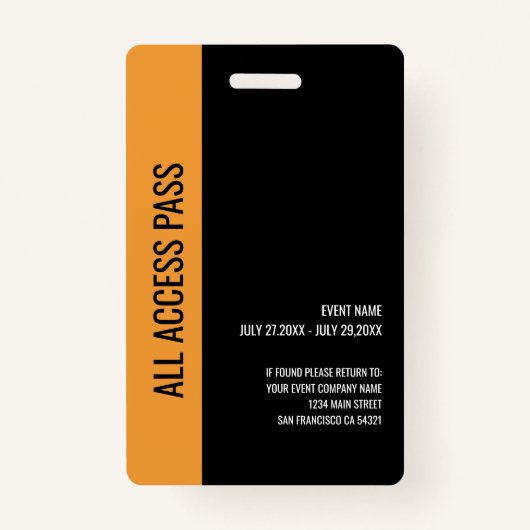 Music Festival Press All Access Pass Event ID Badge (Achterkant)