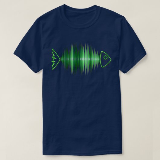Music Fish Pulse Rate Frequency Dance House Techno T-shirt (Design voorkant)