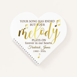 Music Funeral Heart Guest Book Notitieboek