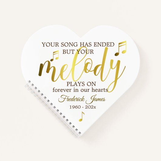 Music Funeral Heart Guest Book Notitieboek (Voorkant)