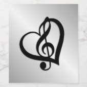 Music G Heart op Silver Wijn Etiket (Enkel label)