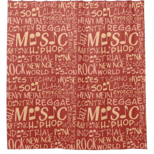 Music Genres Word Collage douchegordijn