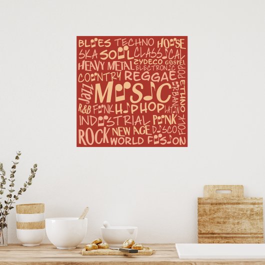 Music Genres Word Collage poster (Keuken)