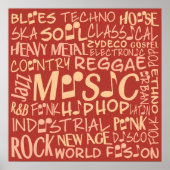 Music Genres Word Collage poster (Voorkant)