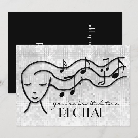 Music Girl recital uitnodiging (Voorkant / Achterkant)