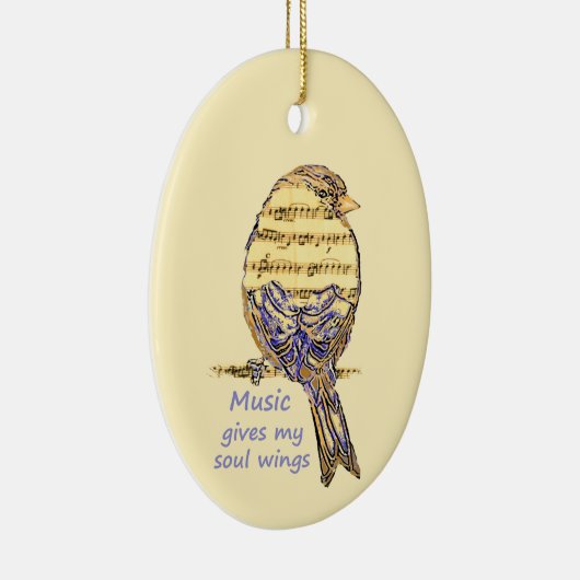 Music Gives my Soul Wings Quote & Bird Art Keramisch Ornament (Rechts)