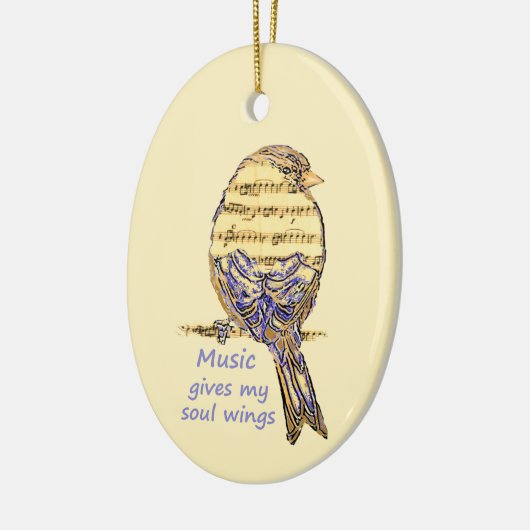 Music Gives my Soul Wings Quote & Bird Art Keramisch Ornament (Links)