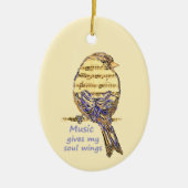 Music Gives my Soul Wings Quote & Bird Art Keramisch Ornament (Voorkant)
