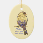Music Gives my Soul Wings Quote & Bird Art Keramisch Ornament (Achterkant)