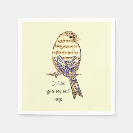  Music gives my soul wings Sparrow Bird Servet (Voorkant)