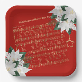 Music Gold White Poinsettia Hymn Kerstmis Papieren Bordje