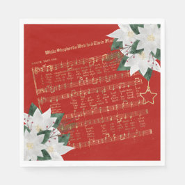 Music Gold White Poinsettia Hymn Kerstmis Servet