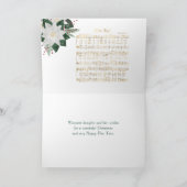 Music Gold White Poinsettia Silent Night Kerstmis Feestdagen Kaart (Binnen)