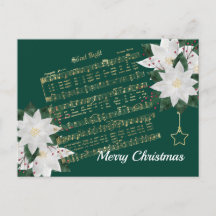 Music Gold White Poinsettia Silent Night Kerstmis