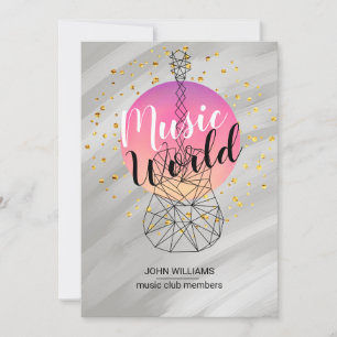 Music Guitar Hartelijk dank Waterverf Natuur Grijs Bedankkaart