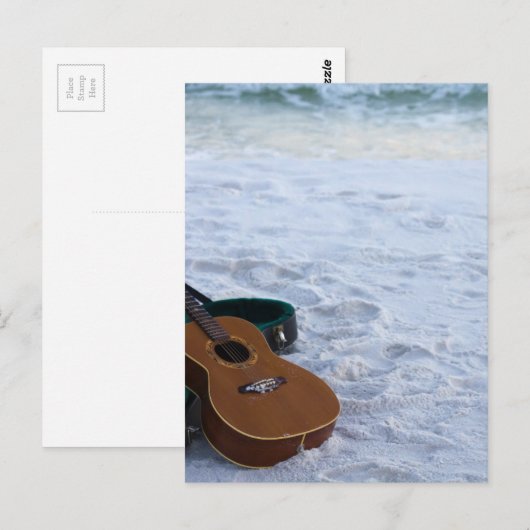 Music Guitar Love Zee Eenvoudig Beach Briefkaart (Voorkant / Achterkant)