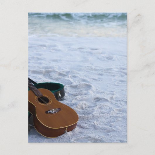 Music Guitar Love Zee Eenvoudig Beach Briefkaart (Voorkant)