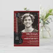 Music Guitar Photo Graduation Party Invitation Kaart (Staand voorkant)