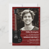 Music Guitar Photo Graduation Party Invitation Kaart (Voorkant)