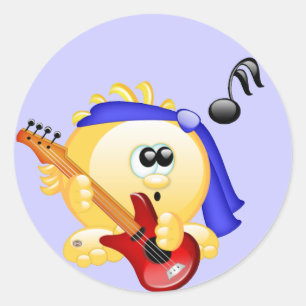 Music Guitar Player Ronde Sticker
