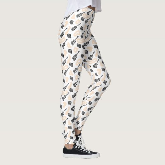 Music Guitar Radio Pattern Aangepaste Leggings (Rechts)