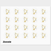 Music harp with sparkles ronde sticker (Vel)