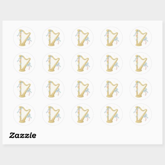 Music harp with sparkles ronde sticker (Vel)