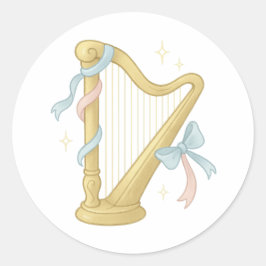 Music harp with sparkles ronde sticker