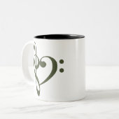 Music Heart Treble Bass Clef Heart - Chive Tweekleurige Koffiemok (Voorkant links)