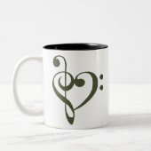 Music Heart Treble Bass Clef Heart - Chive Tweekleurige Koffiemok (Links)