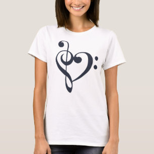 Music Heart Treble Bass Clef Heart - Navy Blazer T-shirt