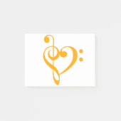 Music Heart Treble Bass Clef Heart - Saffron Post-it® Notes (Voorkant)