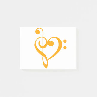 Music Heart Treble Bass Clef Heart - Saffron Post-it® Notes