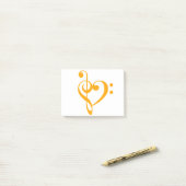 Music Heart Treble Bass Clef Heart - Saffron Post-it® Notes (Op bureau)