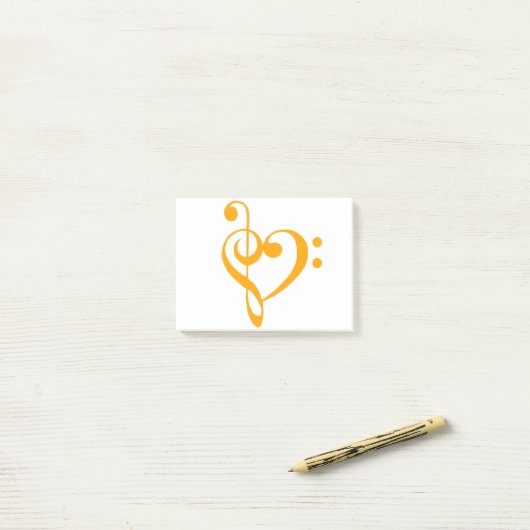 Music Heart Treble Bass Clef Heart - Saffron Post-it® Notes (Op bureau)